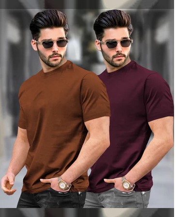 Men Half Sleeve Round Neck Plain T-shirt