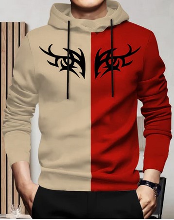 Full Sleeve Hooded Neck Dual Color Printed T-shirt