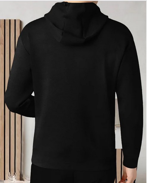 Full Sleeve Hooded Neck Printed T-shirt Black