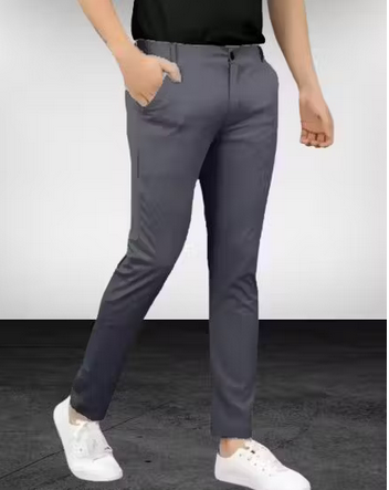 Men regular Slim Fit Flat-Front Trousers