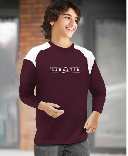 Kids full sleeve Round Neck T-Shirt Maroon