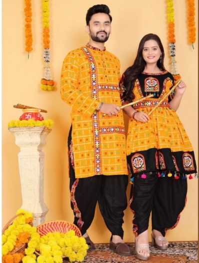 Couples Mirror Work Kediya and Kurta Combo