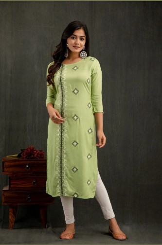 Rayon Embroidery Rayon Kurti