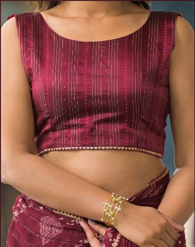 Maroon Designer Georgette Silk Saree