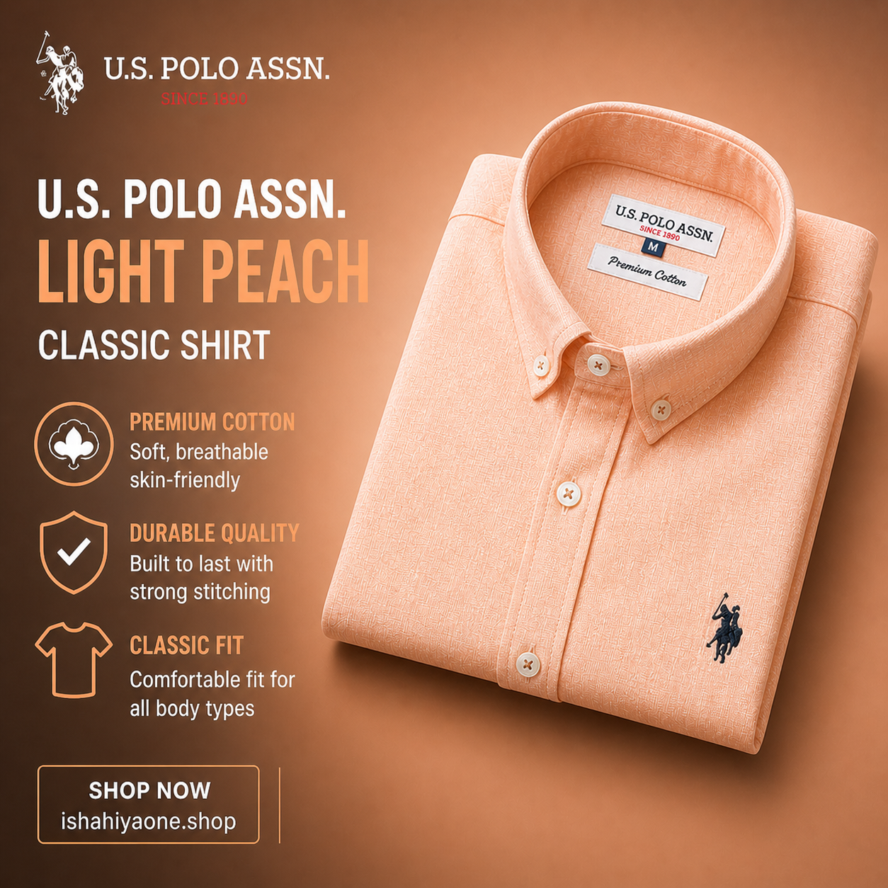 🟥 MAROON – U.S. Polo Assn. Classic Shirt – Premium  linen Cotton
